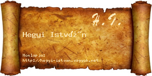 Hegyi István névjegykártya